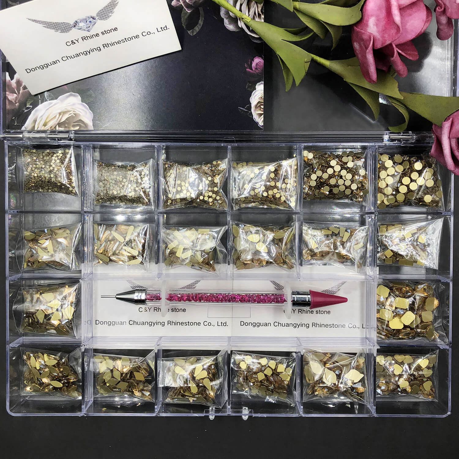 gold nail rhinestones