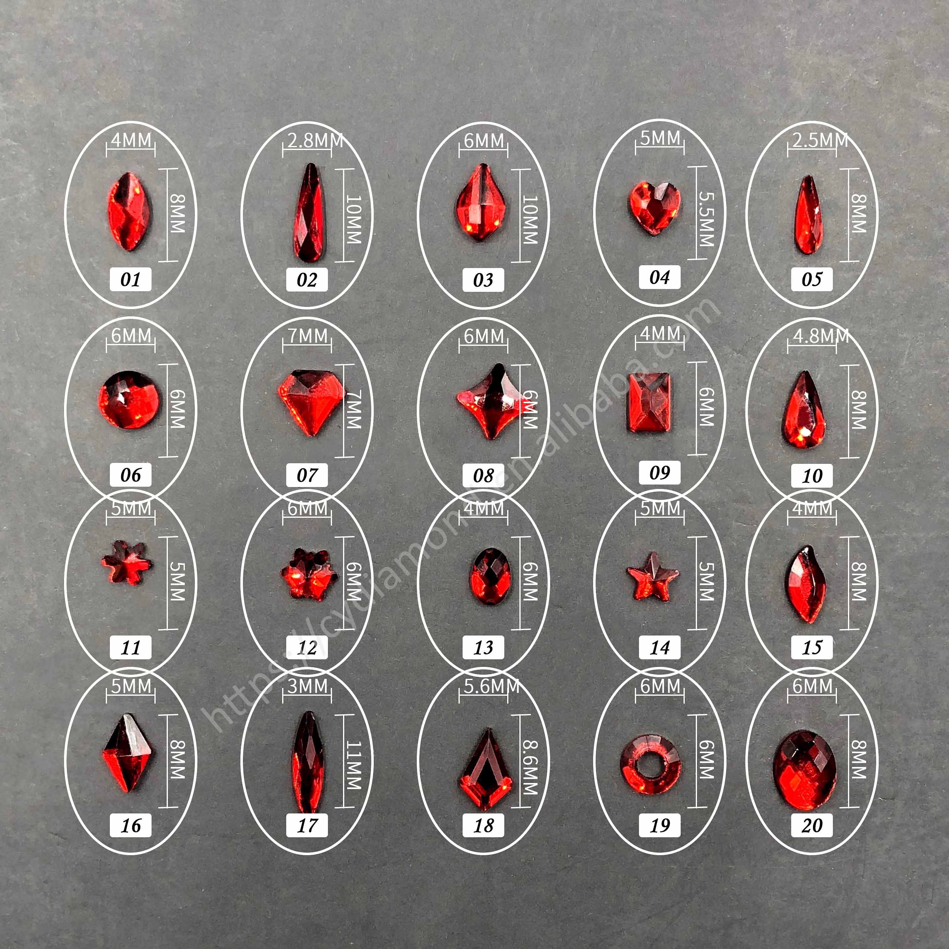 red rhinestones